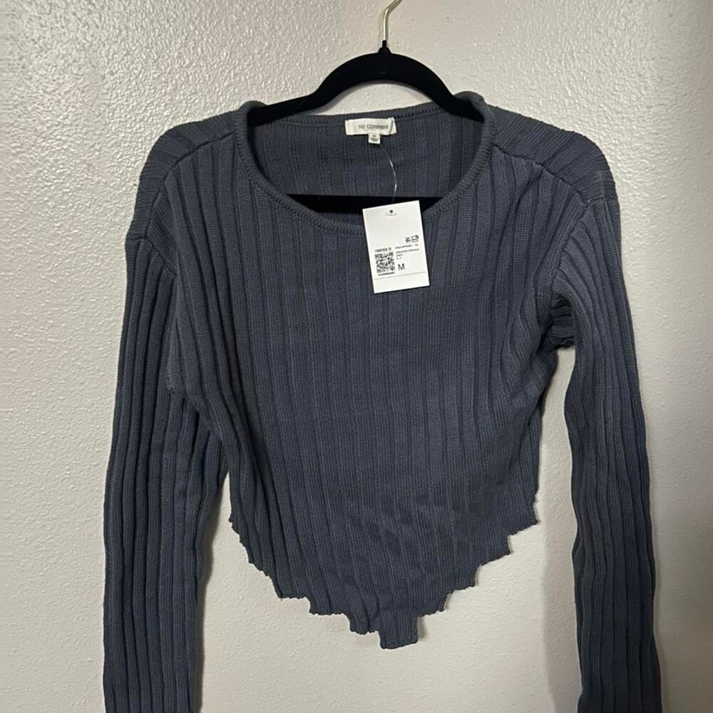 Forever-21 Women's Blue and Grey Crop-top
